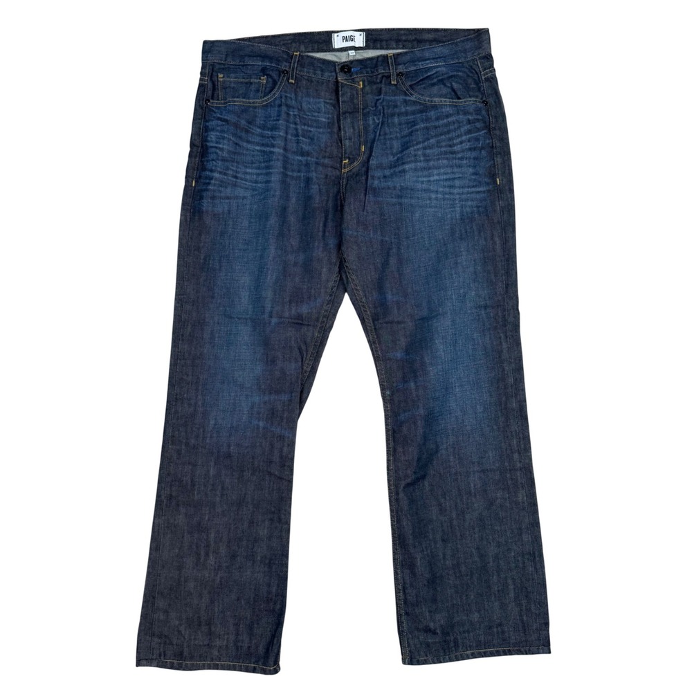 Paige Doheny Jeans 38x30 Straight Leg Dark Indigo Blue Denim Classic Rugged